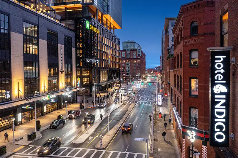 Drone photography of Hotel Indigo Boston Garden by Greg Ceo Studio