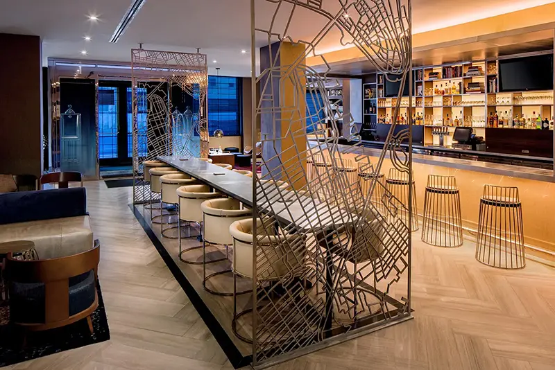 Black Walnut Bar Hilton Brooklyn,New York, NY photography by Greg Ceo, photo edited by Valentin Sivyakov